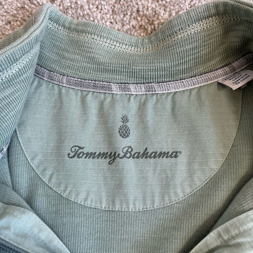 Tommy Bahama Tobago Bay Shirt Dress XL Half Zip Green Pima Cotton Knit - Picture 12 of 16